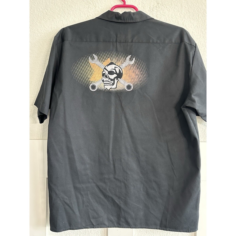 Dickie's Men's Button Down Black Shirt Sz Xl Back Hit Ground Support Equipment